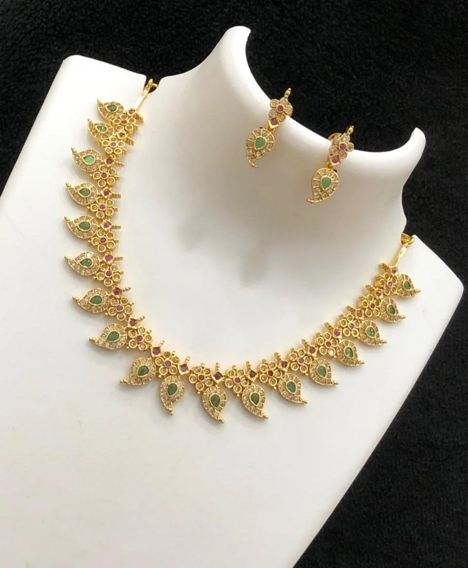 CZ AD Stone Manga Design Necklace Set